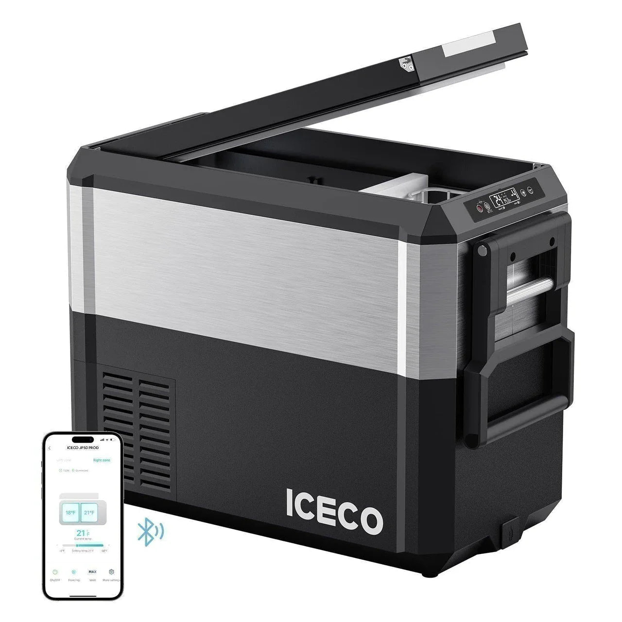 ICECO JP50 Pro Dual Zone Wheeled 51QT Portable Cooler Silver